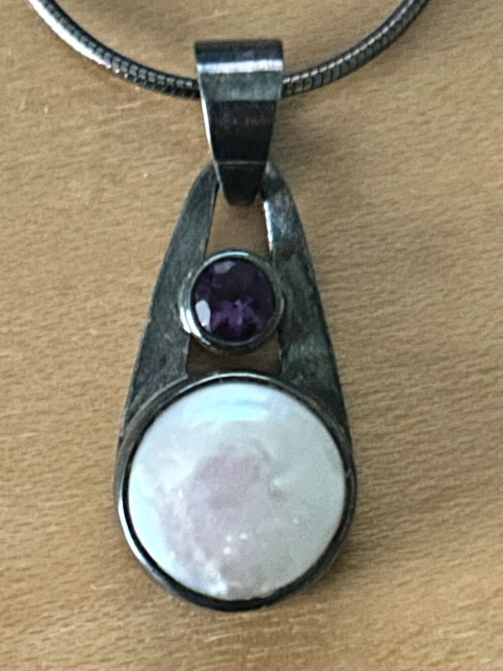 Michou Mother of Pearl/Amethyst, Sterling Silver Pendant
